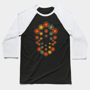 Colorful Floral Outline Circles Baseball T-Shirt